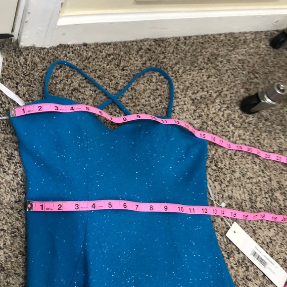 NWT Jovani Marisa Formal Maxi Dress Size 2 Blue Glitter Cutout Gown - Picture 6 of 8